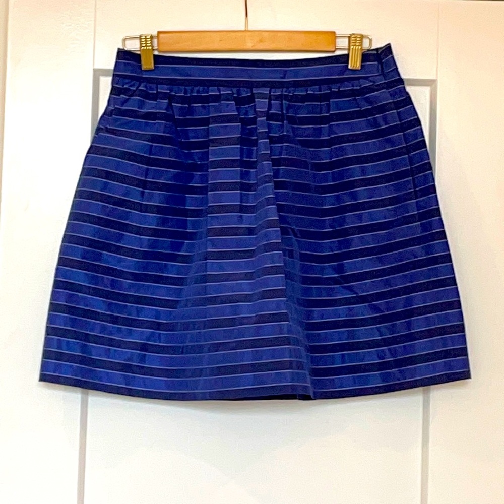JCrew mini skirt w blue & navy stripes.